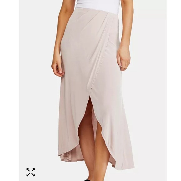 Free People Dresses & Skirts - Free People Skirt Women's Small‎ S Midi Wrap Drape Faux Crossover Blush Pink